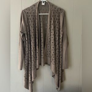 Alberto Makali New York Open Front Cascade Laser Cut Artsy cardigan sz M